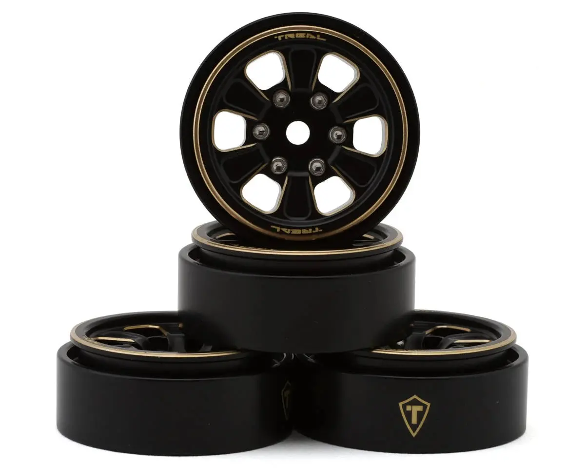 Treal Hobby Type B 1.0" 6-Spoke Brass Beadlock Wheels (Black) (4) (38.7G) 1