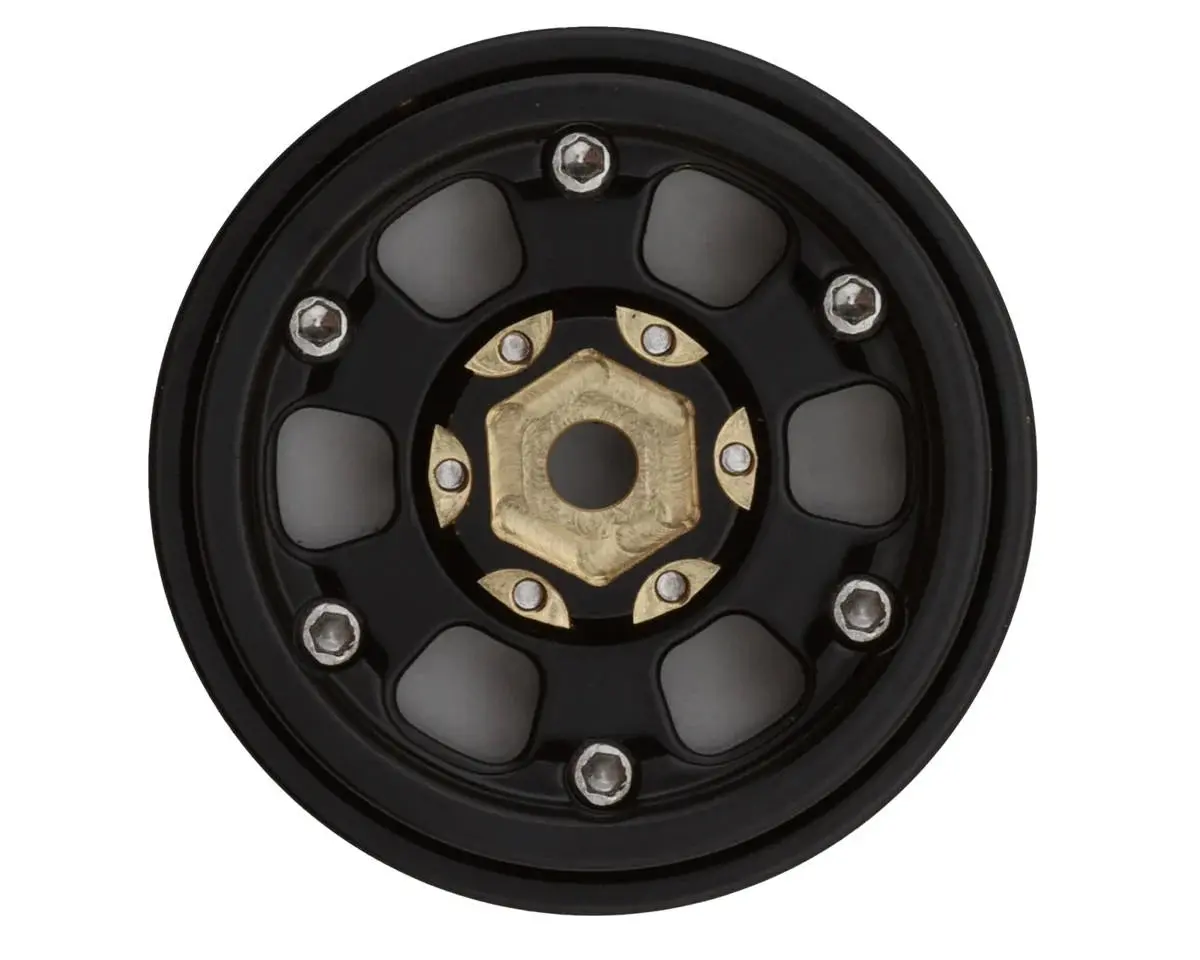 Treal Hobby Type B 1.0" 6-Spoke Brass Beadlock Wheels (Black) (4) (38.7G) 2