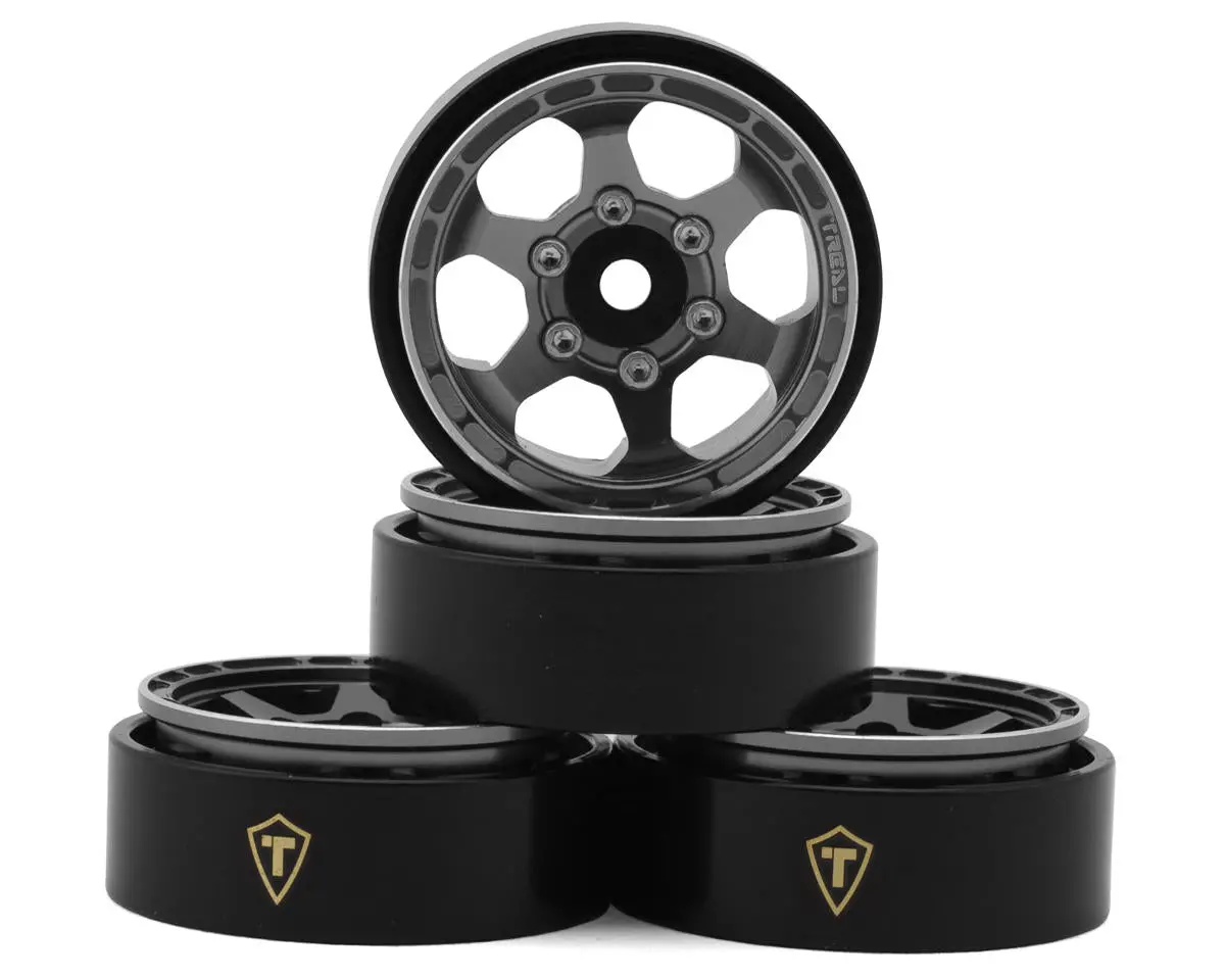 Treal Scx24 Wheels 1.0" Beadlock Wheels (4P) Scale-Look Concave Six Spoke Rim Crawler Wheels For Axial Scx24 -Type D 3