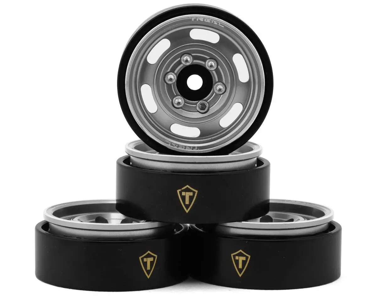 Treal Hobby Type E 1.0" 6-Slot Beadlock Wheels (Silver) (4) (21.9G) 1