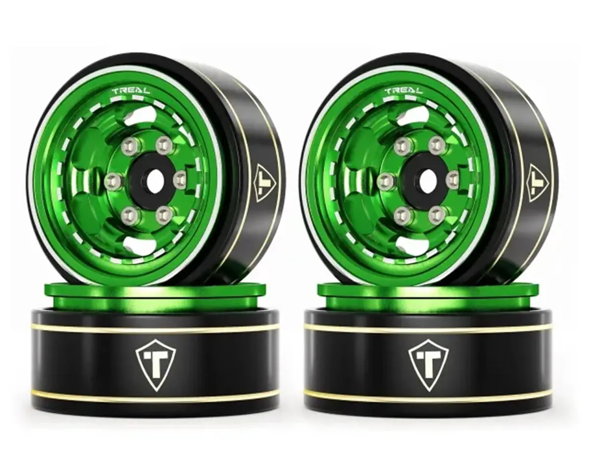 Treal Hobby Type H 1.0" Aluminum 6-Slot Beadlock Wheels (Choose Color) (4) (28.4G) 1