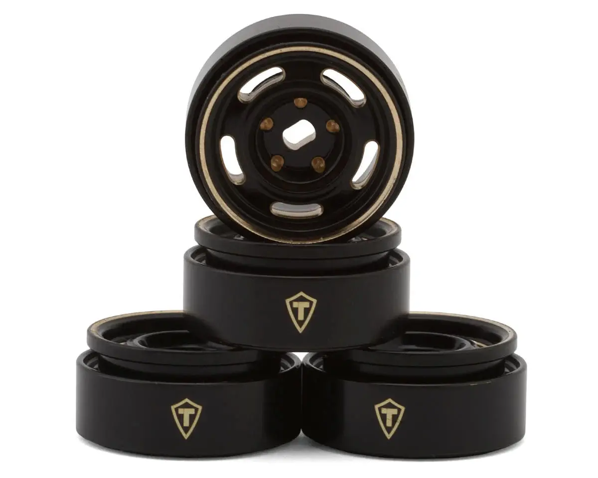 Treal Hobby 0.7" 5-Slot Brass Micro Rock Crawler Beadlock Wheels (Black/Gold) (4) (14G Ea) 1