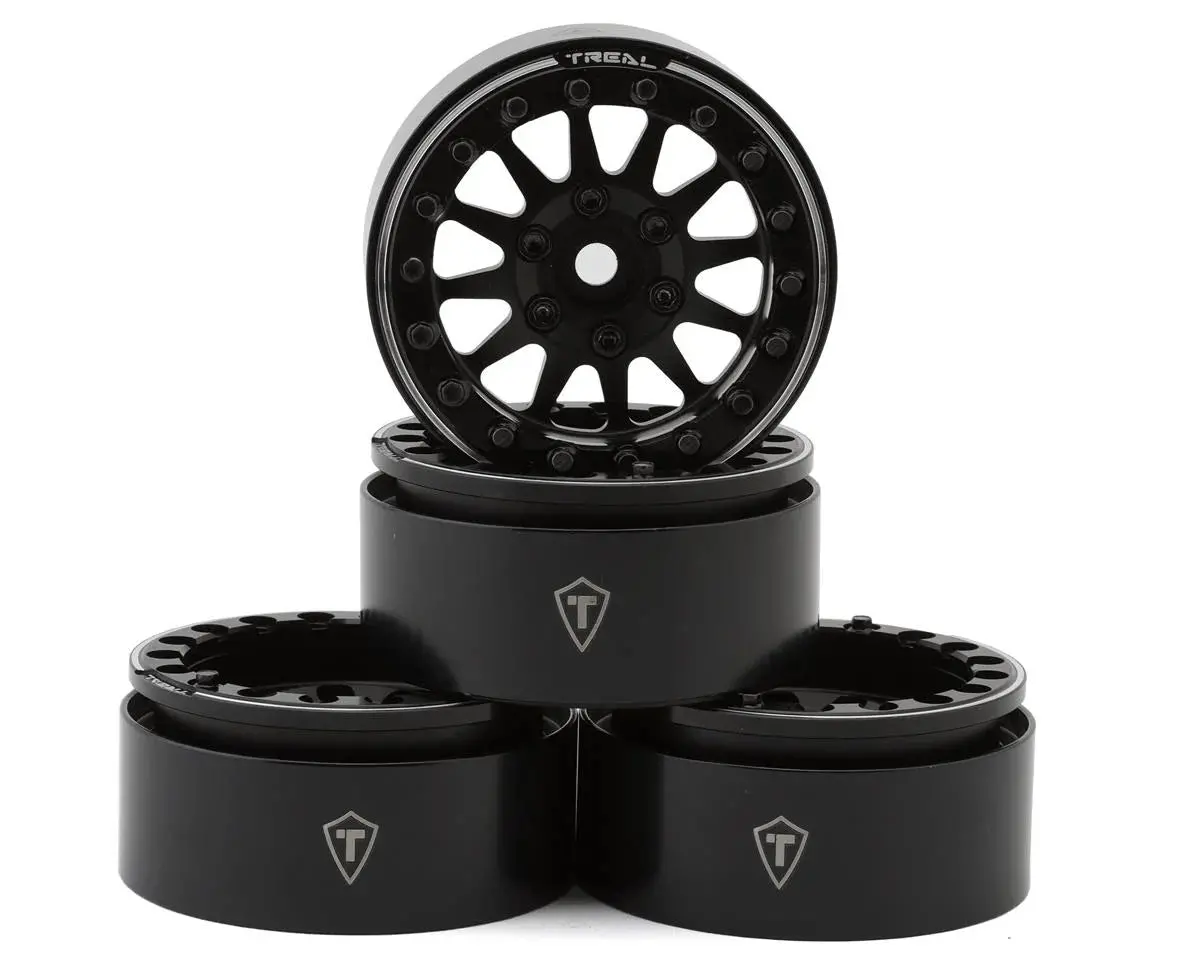 Treal Hobby Type D 1.9" 12-Spoke Beadlock Wheels (Black) (4) 1