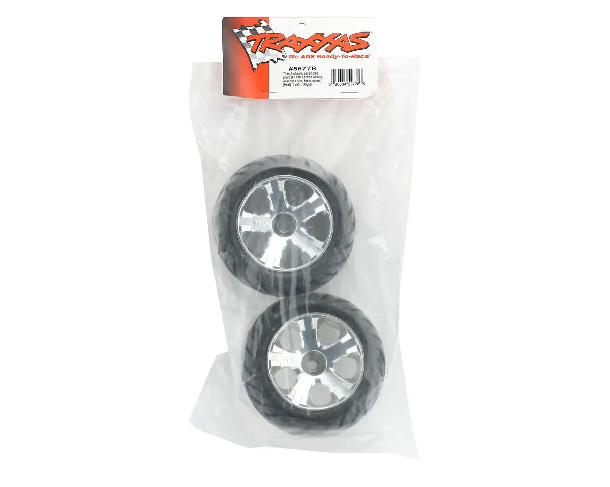 Traxxas Anaconda Tires W/All-Star Front Wheels (2) (Jato) (Chrome) (Standard) - Tra5577r 2