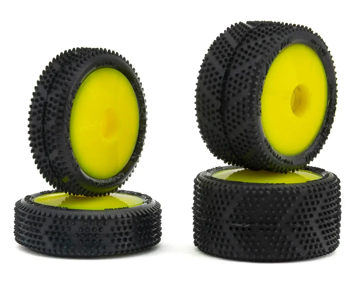 Upgrade Rc Micro Spiker Pre-Mounted Front And Rear Carpet Tires For Losi® Micro-B (Yellow) 1