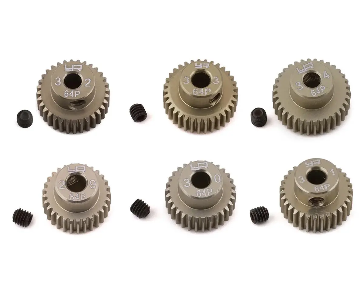 Yeah Racing Hard Coated 64P Aluminum Pinion Gear Set - Yea-Mg-64029-034 1