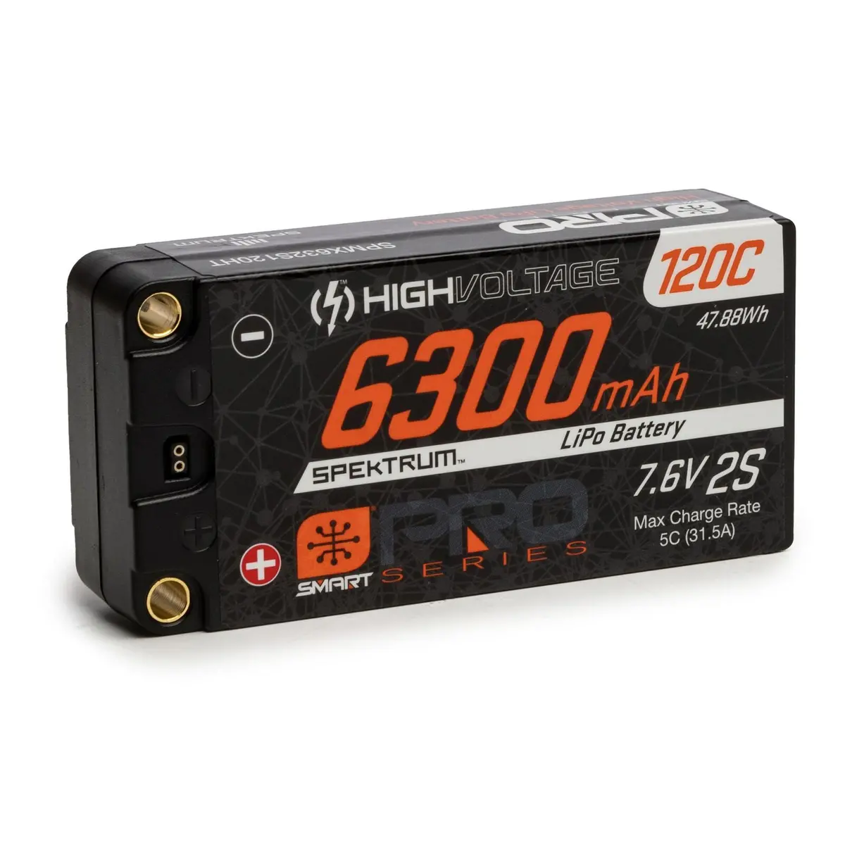 7.6V 6300Mah 2S 120C Smart Pro Race Shorty Hardcase Lihv Battery: Tubes, 5Mm -  Spmx632s120ht 1
