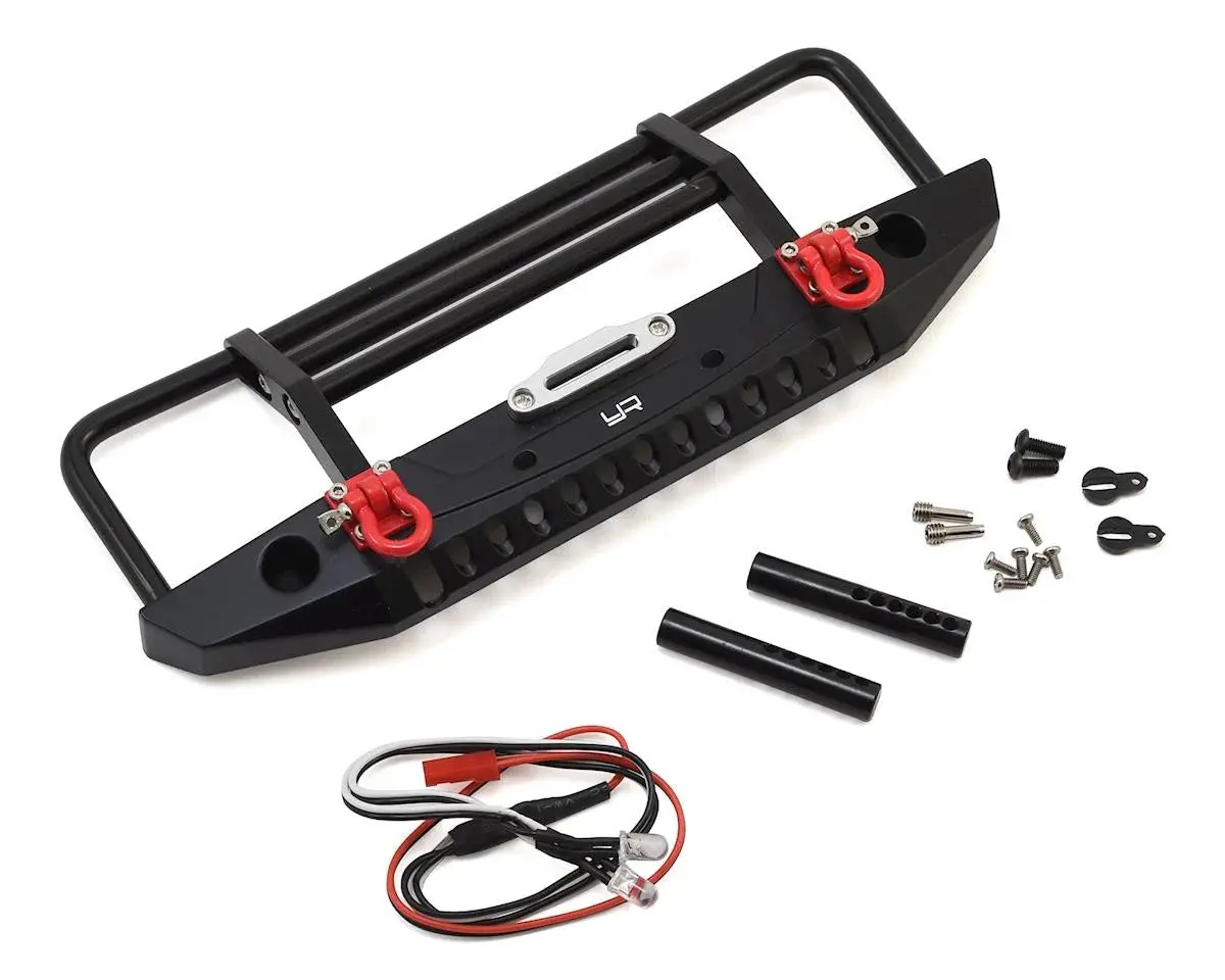Yeah Racing Aluminum Front Bumper W/Led Light (Black) - Yea-Trx4-032Bk 1