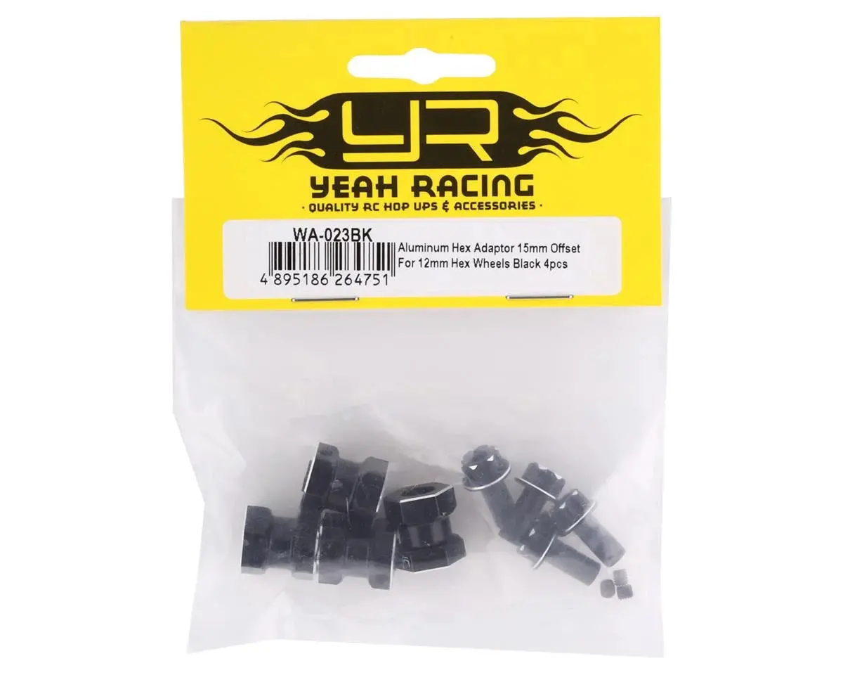 Yeah Racing 12Mm Aluminum Hex Adaptors (Black) (4) (15Mm Offset) - Yea-Wa-023Bk 2