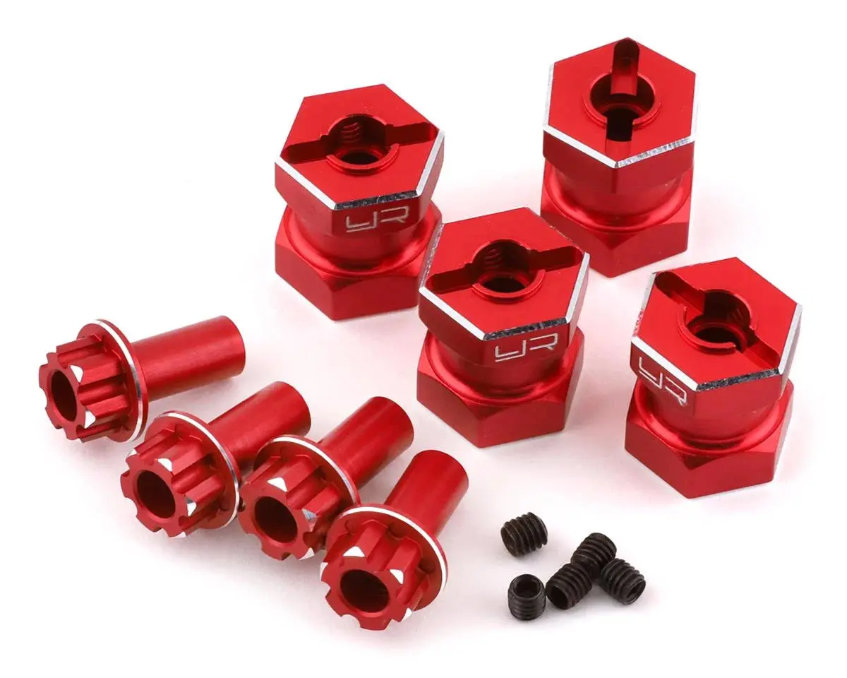 Yeah Racing 12Mm Aluminum Hex Adaptors (Red) (4) (15Mm Offset) - Yea-Wa-023Bu 1