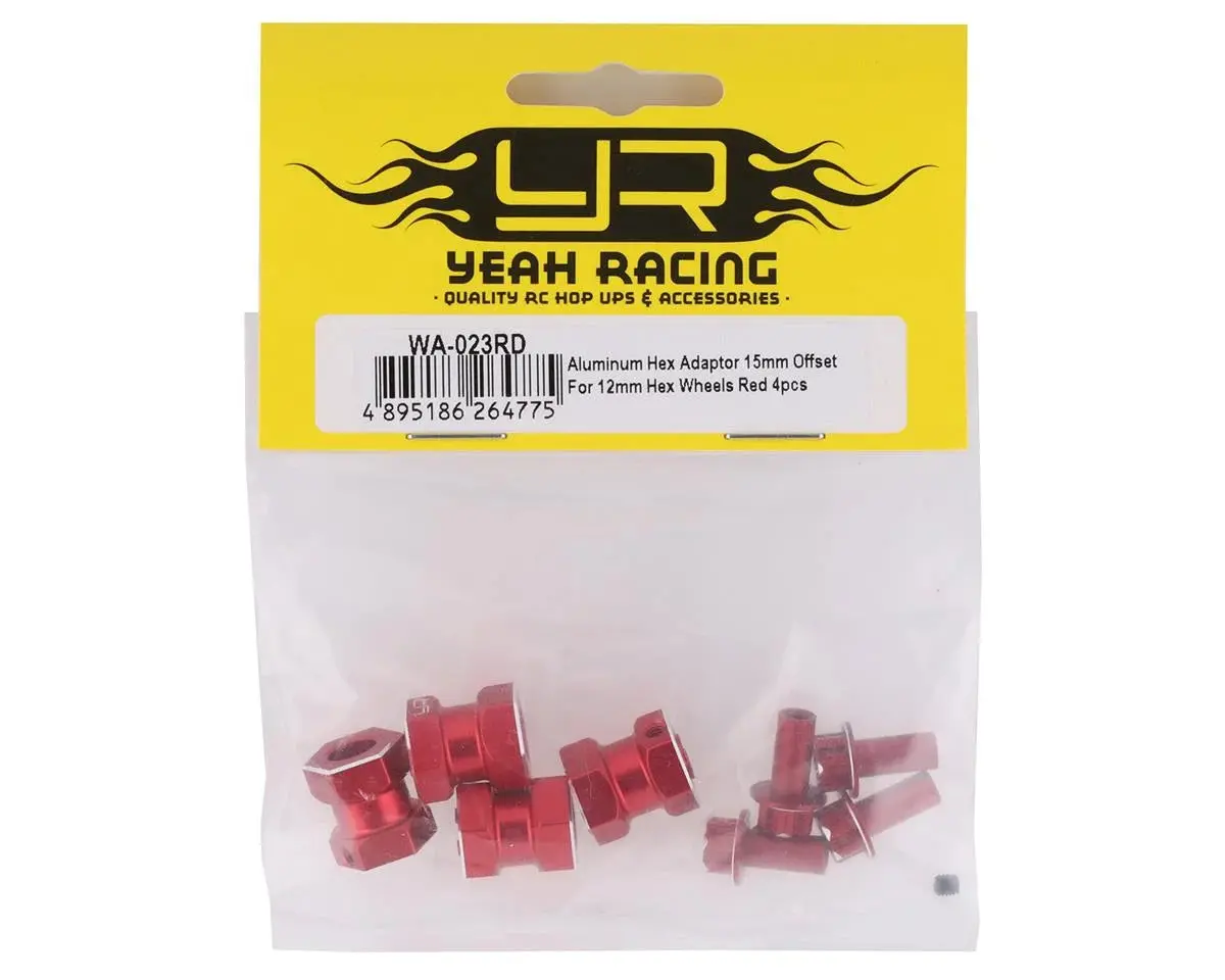 Yeah Racing 12Mm Aluminum Hex Adaptors (Red) (4) (15Mm Offset) - Yea-Wa-023Bu 2