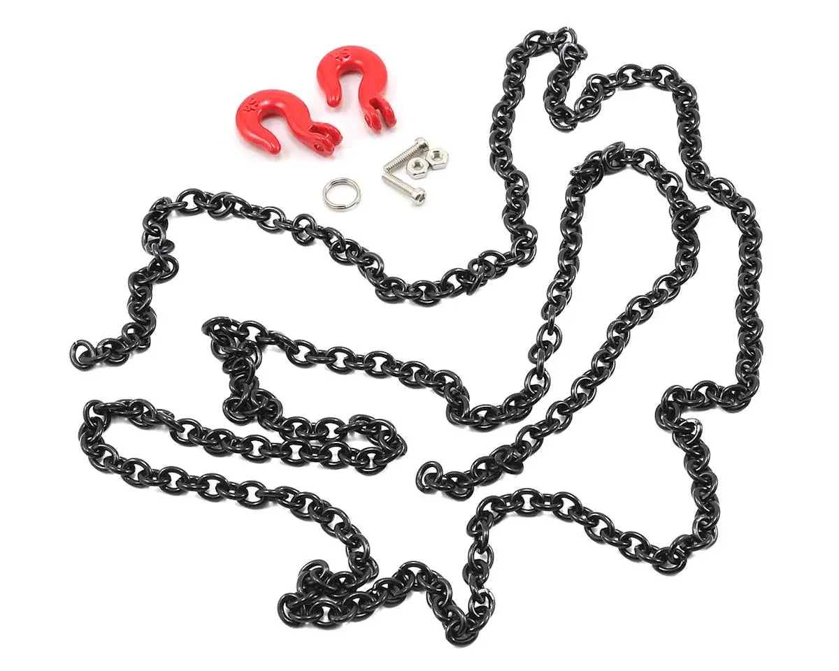 Yeah Racing 96Cm 1/10 Crawler Scale Steel Chain Accessory W/Red Hooks (Black) - Yea-Ya-0357Bk 1