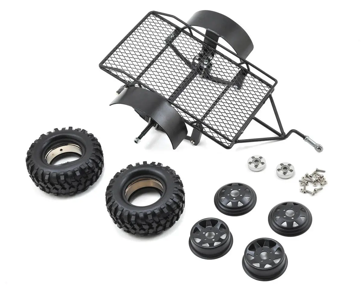 Yeah Racing 1/10 Scale Aluminum Leaf Spring Hitch Mount Crawler Trailer - Yea-Ya-0405 1