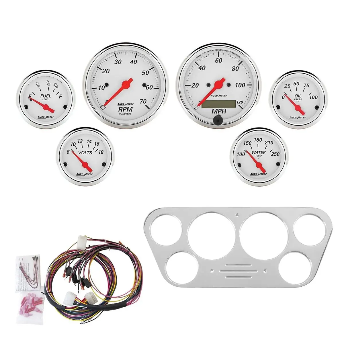 Autometer Arctic White Analog Instrument Cluster With Modern Gauges 1