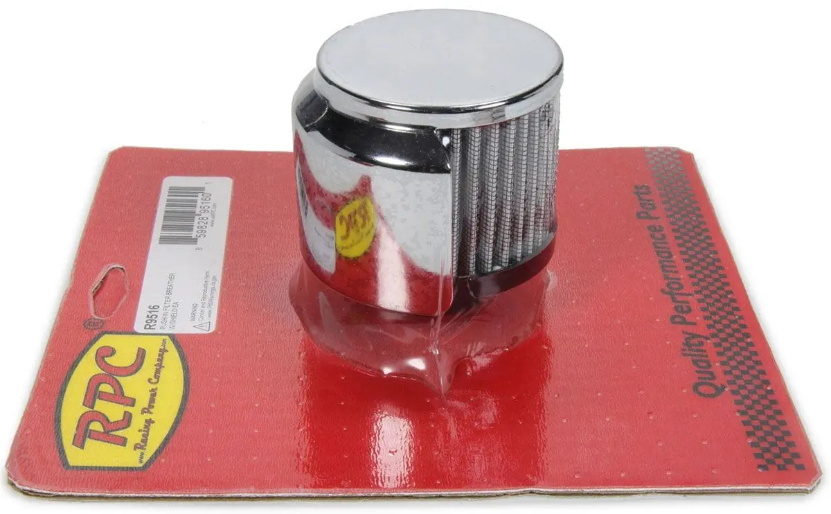 Chrome Steel Push-In Breather Filter With Protective Shield – 3-Inch Height 1